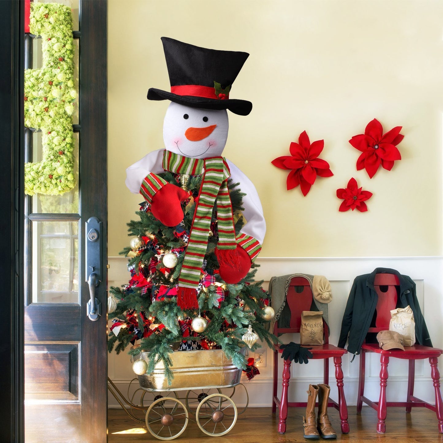 Christmas tree top star snowman decoration
