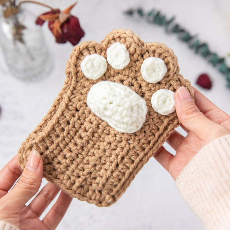 Cat's Paw Gloves Handmade Wool Woven Half Finger Finished Cute Warm Winter Gift For Girlfriend