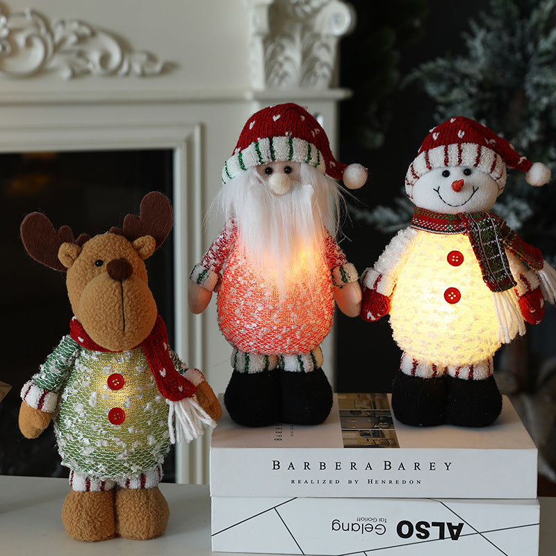 Illuminated Santa Snowman Elk Ornament
