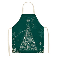 Household Green Series Christmas Dog Linen Apron Used In Kitchen