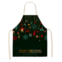 Household Green Series Christmas Dog Linen Apron Used In Kitchen