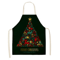 Household Green Series Christmas Dog Linen Apron Used In Kitchen