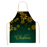 Household Green Series Christmas Dog Linen Apron Used In Kitchen