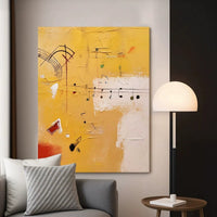 Handmade Oil Painting Canvas Wall Art Decoration Musical Theme Orange Abstract Painting For Home Living Room Decor Rolled Frameless Unstretched Painting