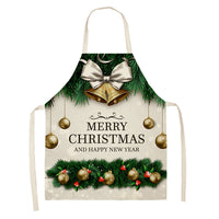 Household Green Series Christmas Dog Linen Apron Used In Kitchen