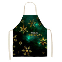 Household Green Series Christmas Dog Linen Apron Used In Kitchen