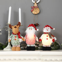 Illuminated Santa Snowman Elk Ornament