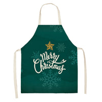 Household Green Series Christmas Dog Linen Apron Used In Kitchen