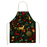 Household Green Series Christmas Dog Linen Apron Used In Kitchen