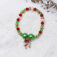 Personalized Elk Snowman Christmas Bracelet